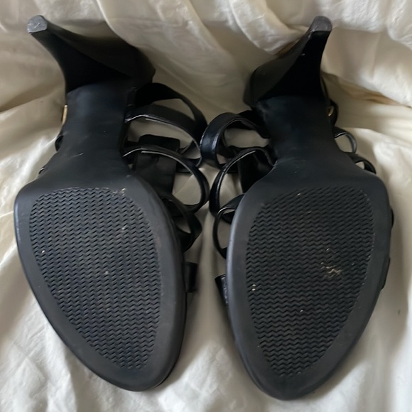 FRANCO FORTINI BLACK LEATHER HEELED SANDALS SIZE 8 - Picture 6 of 10